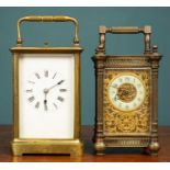 Two brass carriage clocks