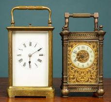 Two brass carriage clocks