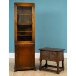 An early 20th century oak bookcase; together with an oak coffer