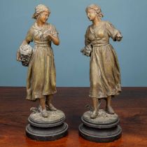 A pair of spelter figures