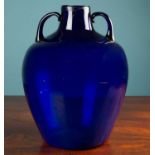 A blue glass vase