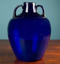 A blue glass vase