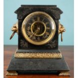 A 19th century painted iron mantel clock