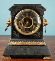 A 19th century painted iron mantel clock