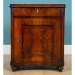 A 19th century continental flame cut mahogany side cabinet