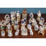 A collection of various Staffordshire together with a stoneware bottle by Oldfield & Co