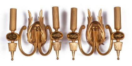 Gaetano Sciolari (Italian, 1927-1994); a pair of Neo-classical design, gold-plated, wall sconces