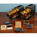 Two JW London made magic lanterns together with slides