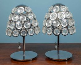 A pair of contemporary silvered table lamps