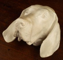 A cast plaster wall mounted dogs head