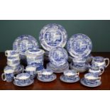 A Spode Italian blue and white transfer printed part dinner and tea service