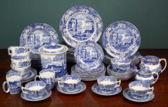 A Spode Italian blue and white transfer printed part dinner and tea service