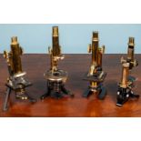 Two W Watson & Son brass monocular microscopes