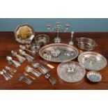 A collection of silver and silver-plated items to include a silver napkin ring weighing 12.7g; a