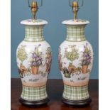A par of Oriental style ceramic table lamps
