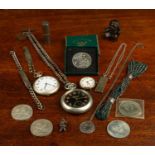 A Regency Misers purse together with various items of silver, commemorative coins, and others