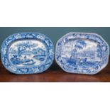 Two 19th Century blue and white transfer-printed meat plates