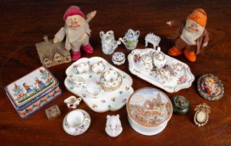 A group of Minton and Hammersley dolls tea wares; together with a Quimper box and cover; a Prattware