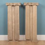 A pair of whitewashed pine architectural pilasters