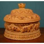 An Indonesian hardwood carved lidded container