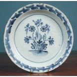 An 18th century English delftware plate