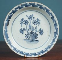 An 18th century English delftware plate