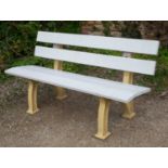 An extruded plastic garden bench