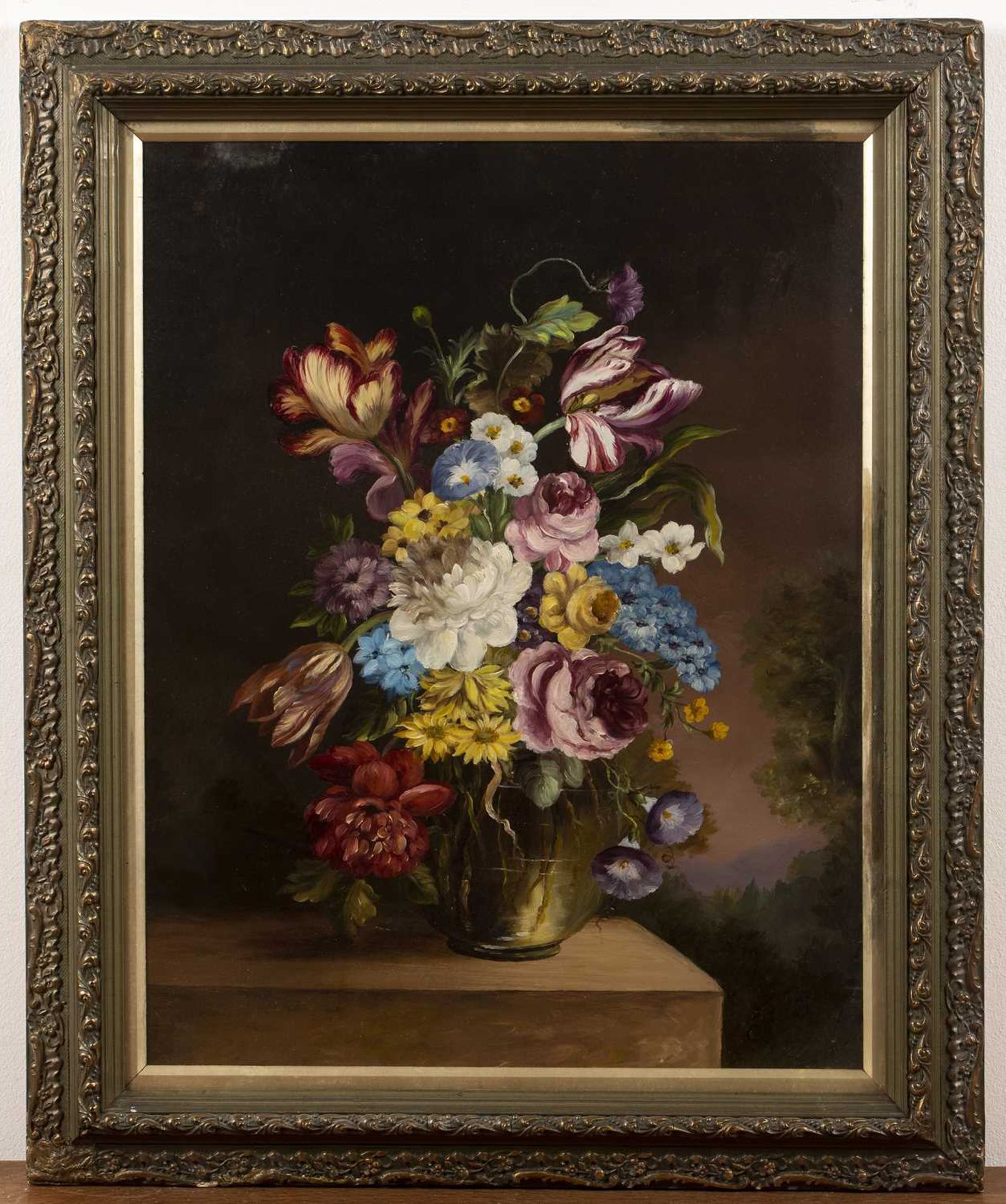 19th Century Continental School 'Untitled still life of flowers', oil on panel, indistinctly - Image 2 of 3