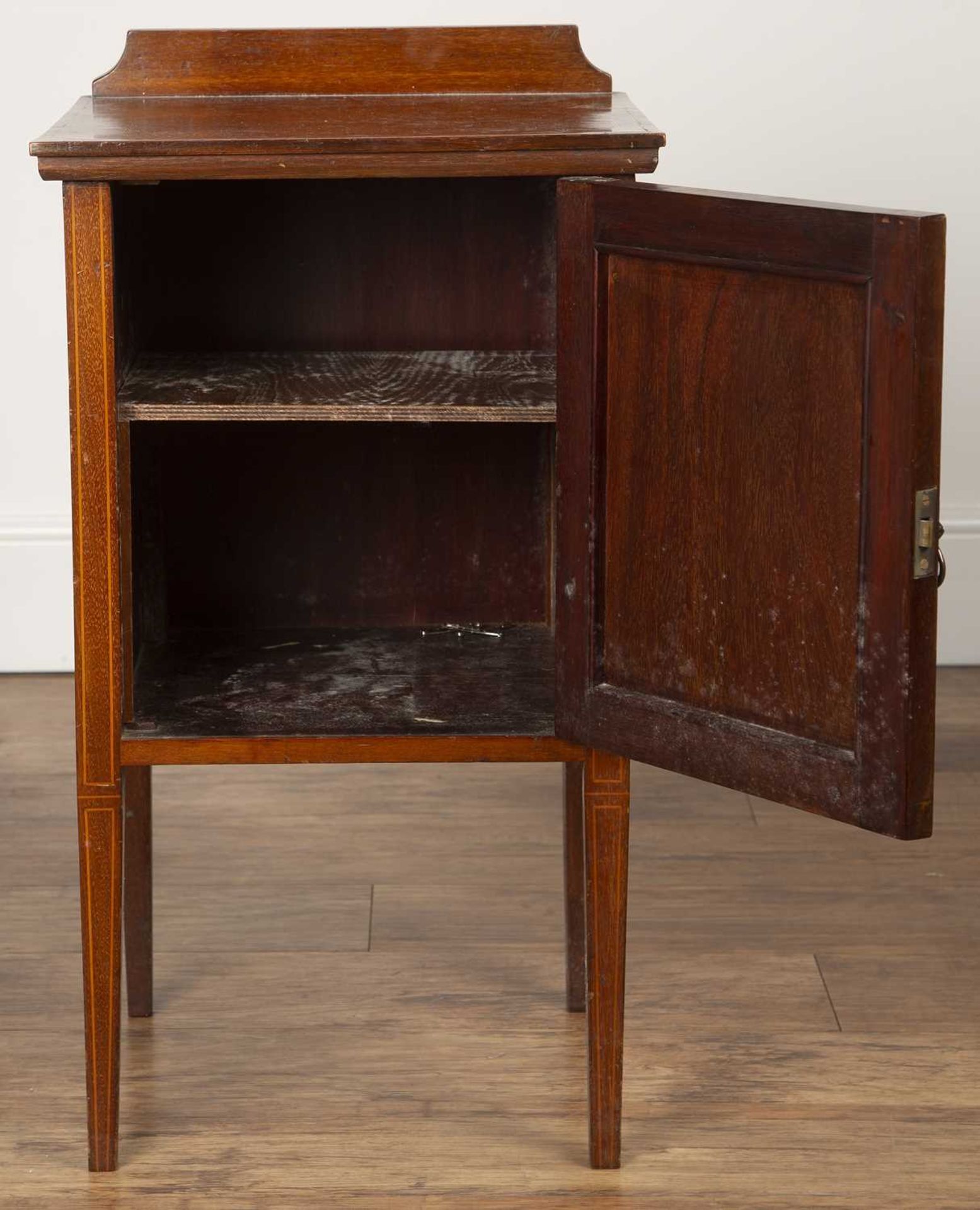 Mahogany crossbanded pot cupboard Late 19th/early 20th Century, on square tapering legs, 40cm wide x - Image 2 of 6