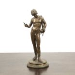 After the Antique Gilt bronze model of Michelangelo's David, the standing figure on a circular base,