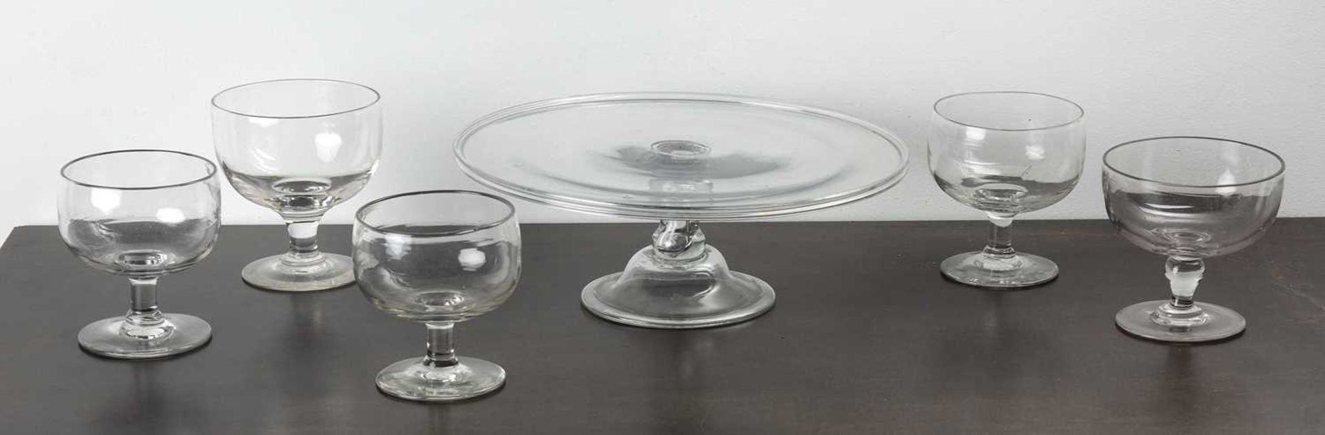 Small collection of glassware 19th Century and later, comprising of a glass tazza with silesian