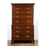 Mahogany tallboy or chest on chest Late 18th/early 19th Century, with brass swan neck handles,