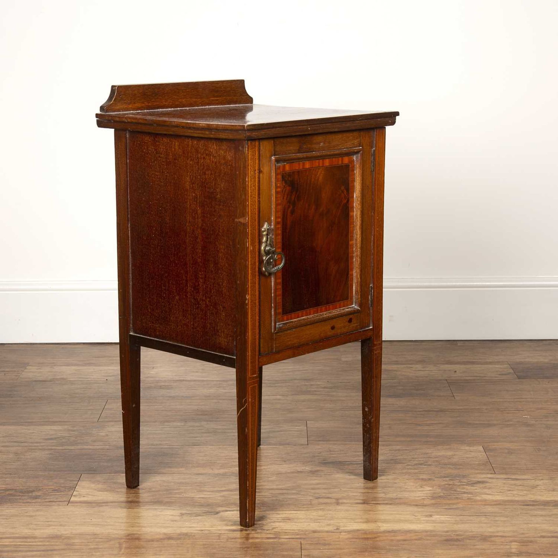 Mahogany crossbanded pot cupboard Late 19th/early 20th Century, on square tapering legs, 40cm wide x - Image 3 of 6