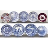 Group of blue transfer and other plates English, 19th Century, including Spode Imperial plates,