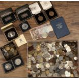 Collection of coins both GB and world coinage, a 'Her Majesty Queen Elizabeth the Queen mother, 80th