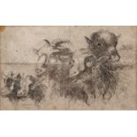 H. Crowe (18th Century English School) 'Untitled study of goats', etching, with printed signature