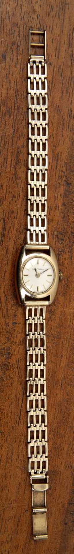 A lady's 9ct gold bracelet watch by Certina the oval dial with baton markers, on bracelet strap, the - Bild 2 aus 2