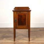 Mahogany crossbanded pot cupboard Late 19th/early 20th Century, on square tapering legs, 40cm wide x