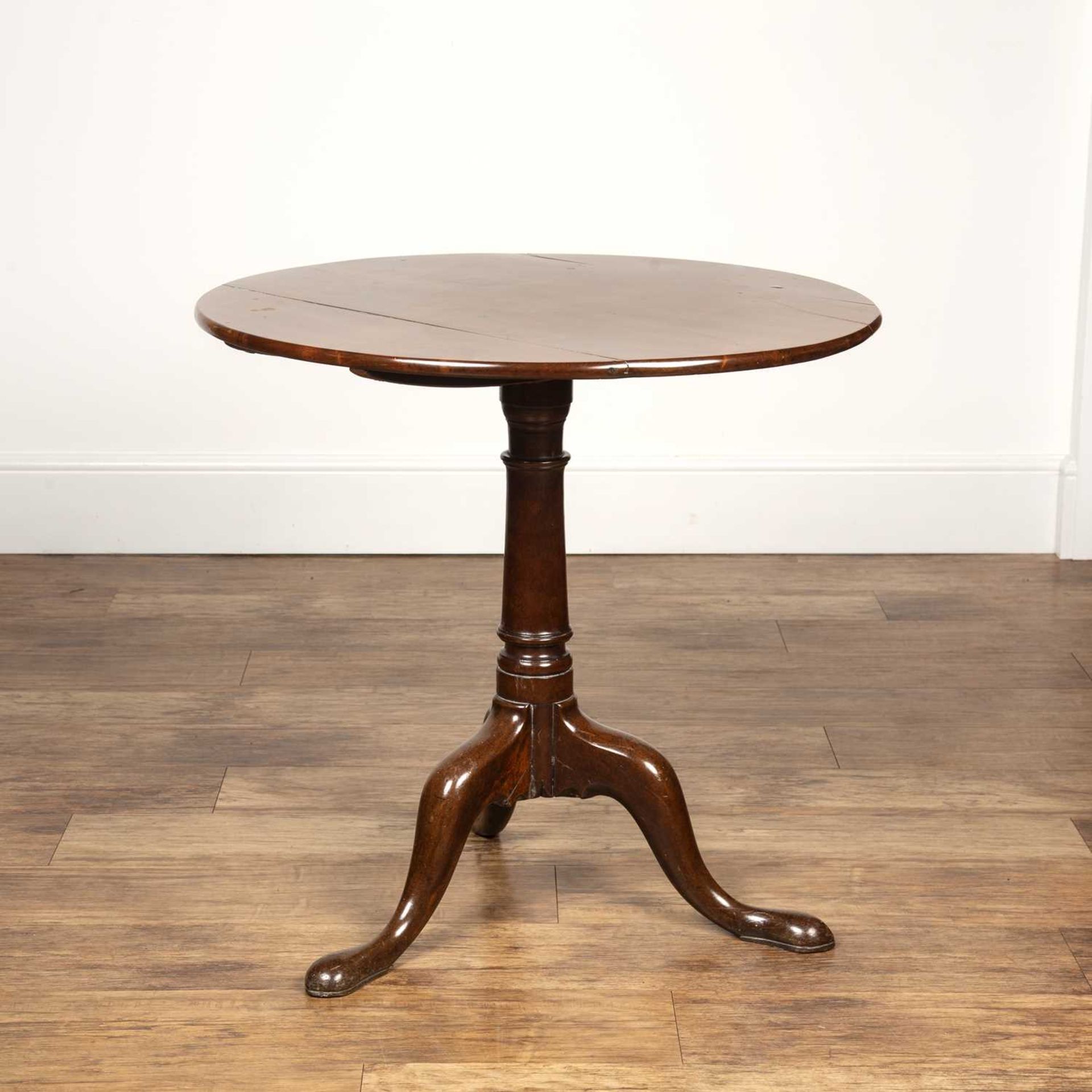 Yewood tilt top tripod table late 18th/early 19th Century, with circular top, 70.5cm wide x 69cm