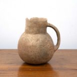 Small earthenware vessel or jug, Israel/Palestine, by repute dating from the Iron age, the strap