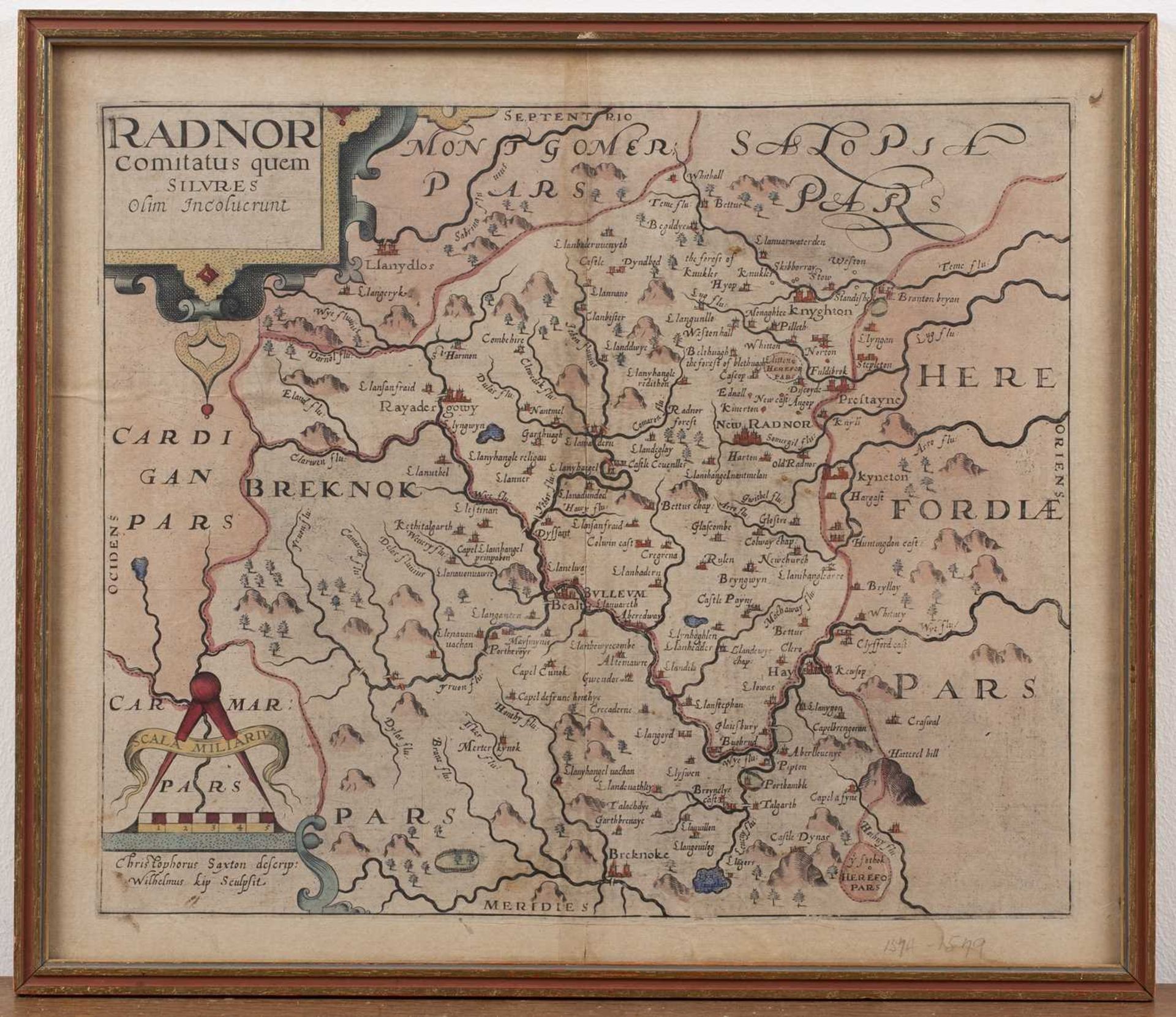 After Christopher Saxton 'Radnor' and 'Brecknoc' coloured maps, circa 1610, 27cm x 32cm and 26cm x - Image 5 of 6
