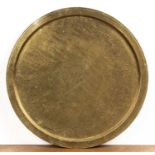 Engraved brass tray Indo-Persian, with Koranic text and arabesques, 54cm diameterSlight wear,