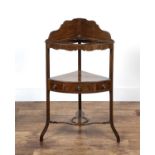 Mahogany corner wash stand Late 18th Century, fitted with one single drawer and two faux drawers,