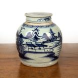 Blue and white ceramic ginger jar and cover Chinese, 19th Century, unmarked, 17cm high overallWith