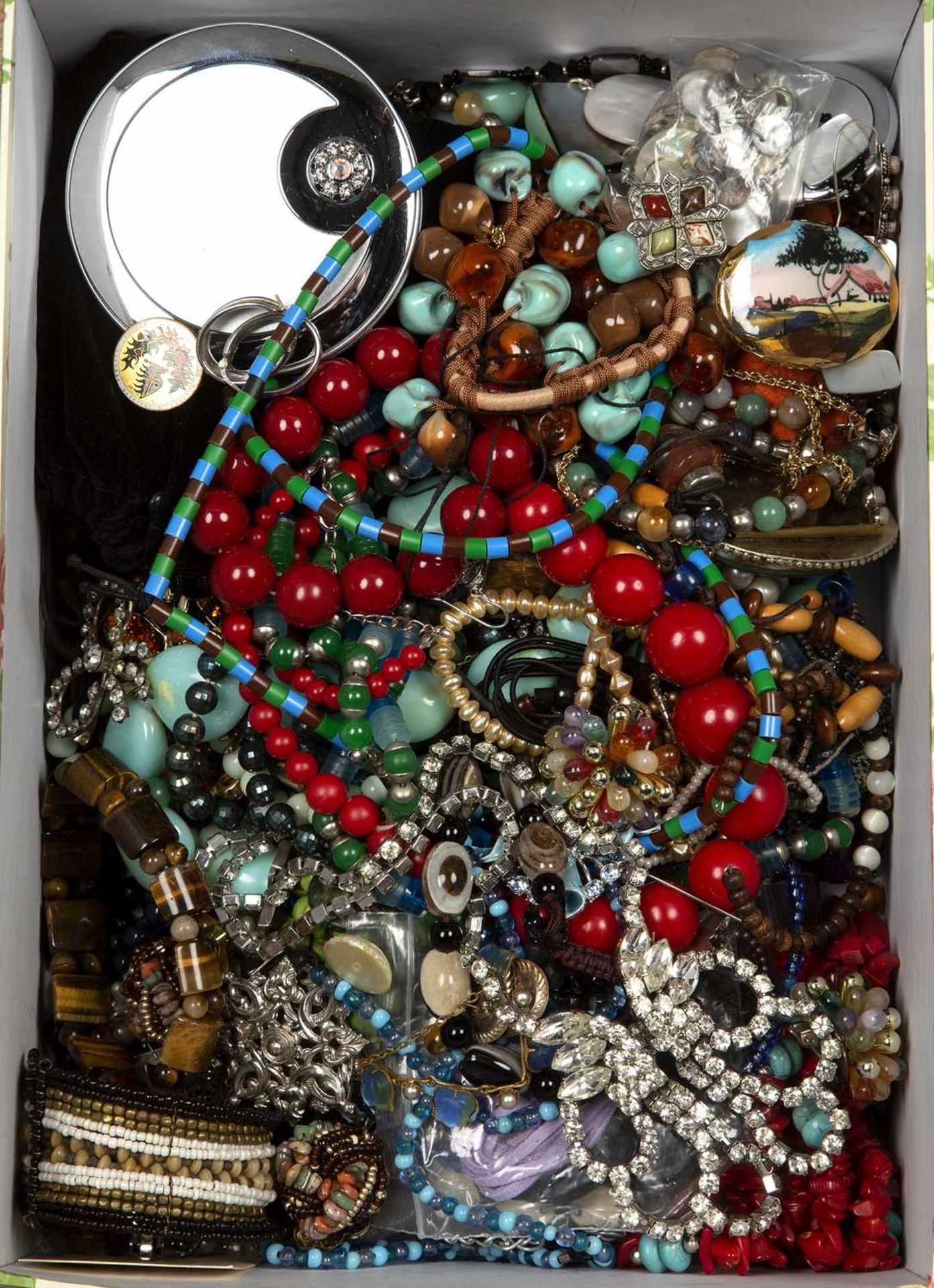 Large collection of costume jewellery comprising of: bracelets, necklaces, brooches, gold-plated - Image 2 of 4