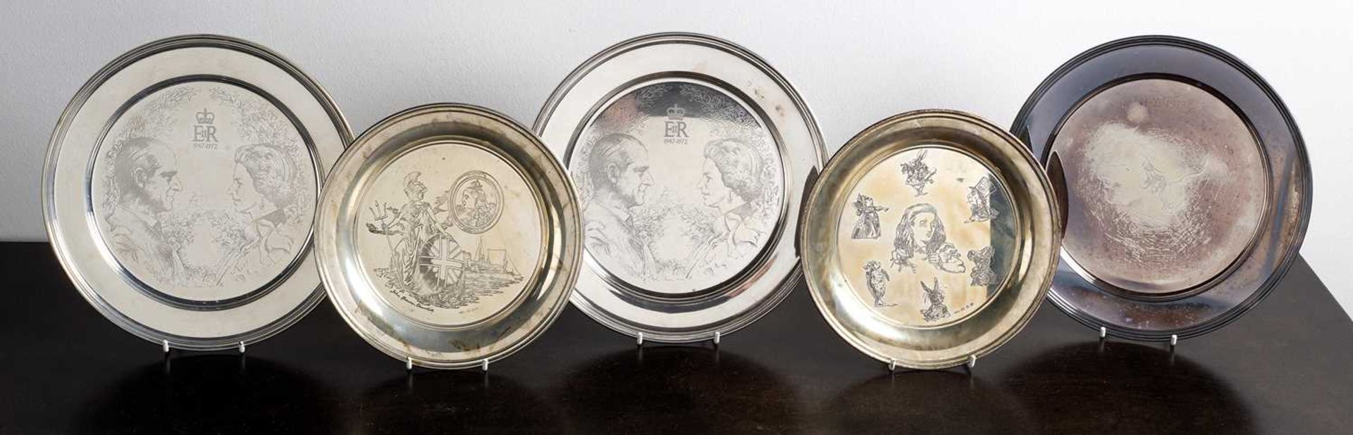 Collection of five commemorative silver limited edition presentation plates comprising of: a