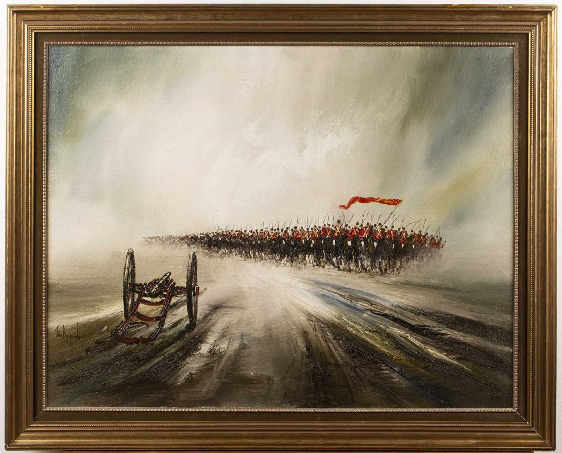 John Bampfield (b.1947) 'Charge', oil on canvas, signed lower left, 71cm x 91cmOverall minimal - Image 2 of 3