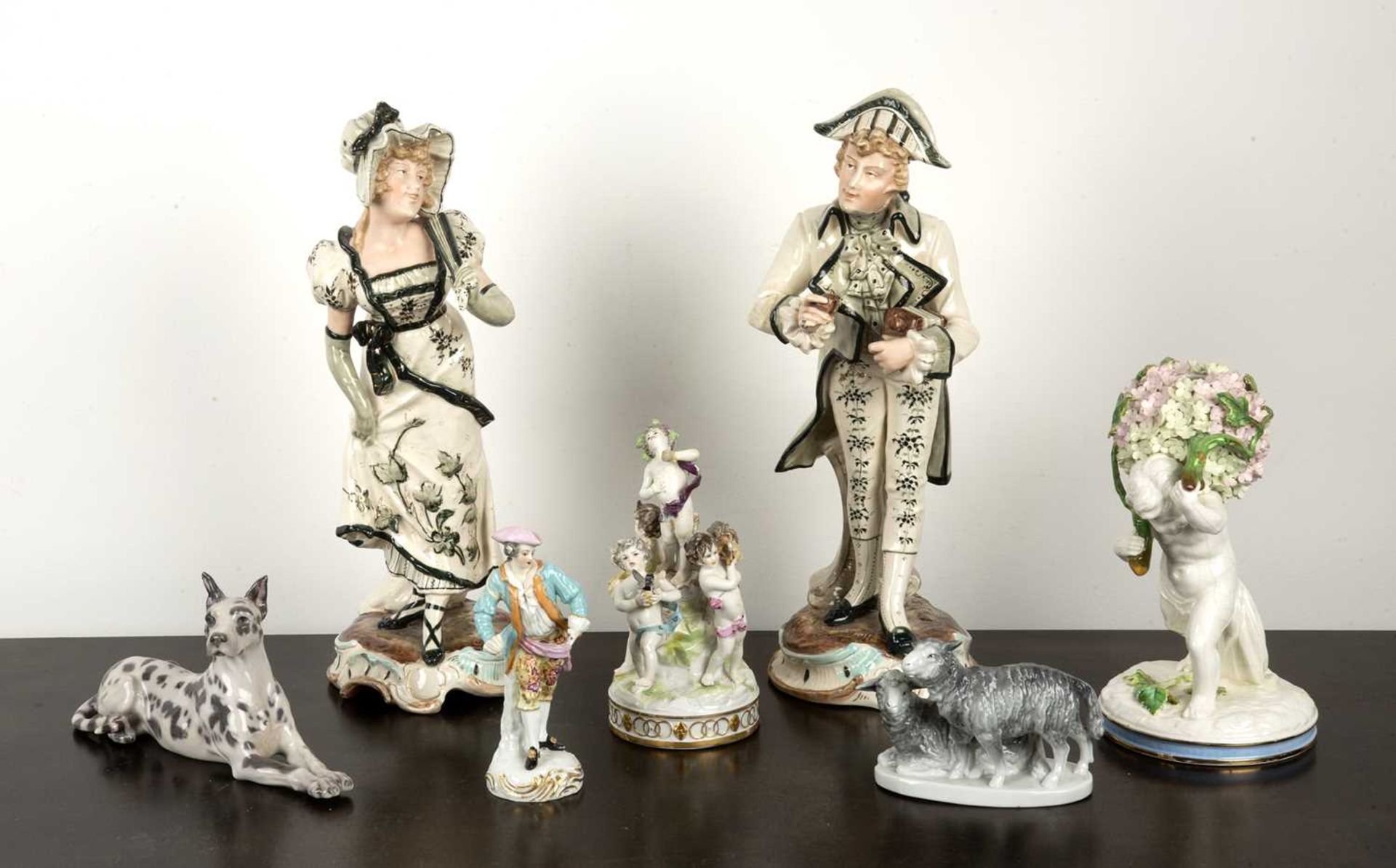 Collection of ceramics and porcelain comprising of: a Royal Copenhagen model of a Great Dane dog,