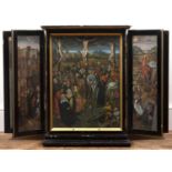 After Hans Memling (1430-1494) 'The Lübeck Altarpiece', including a scene of the Crucifixion,