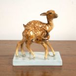 Doris Lindner (1896-1979) for Royal Worcester 'Young spotted deer', ceramic figure group, signed and